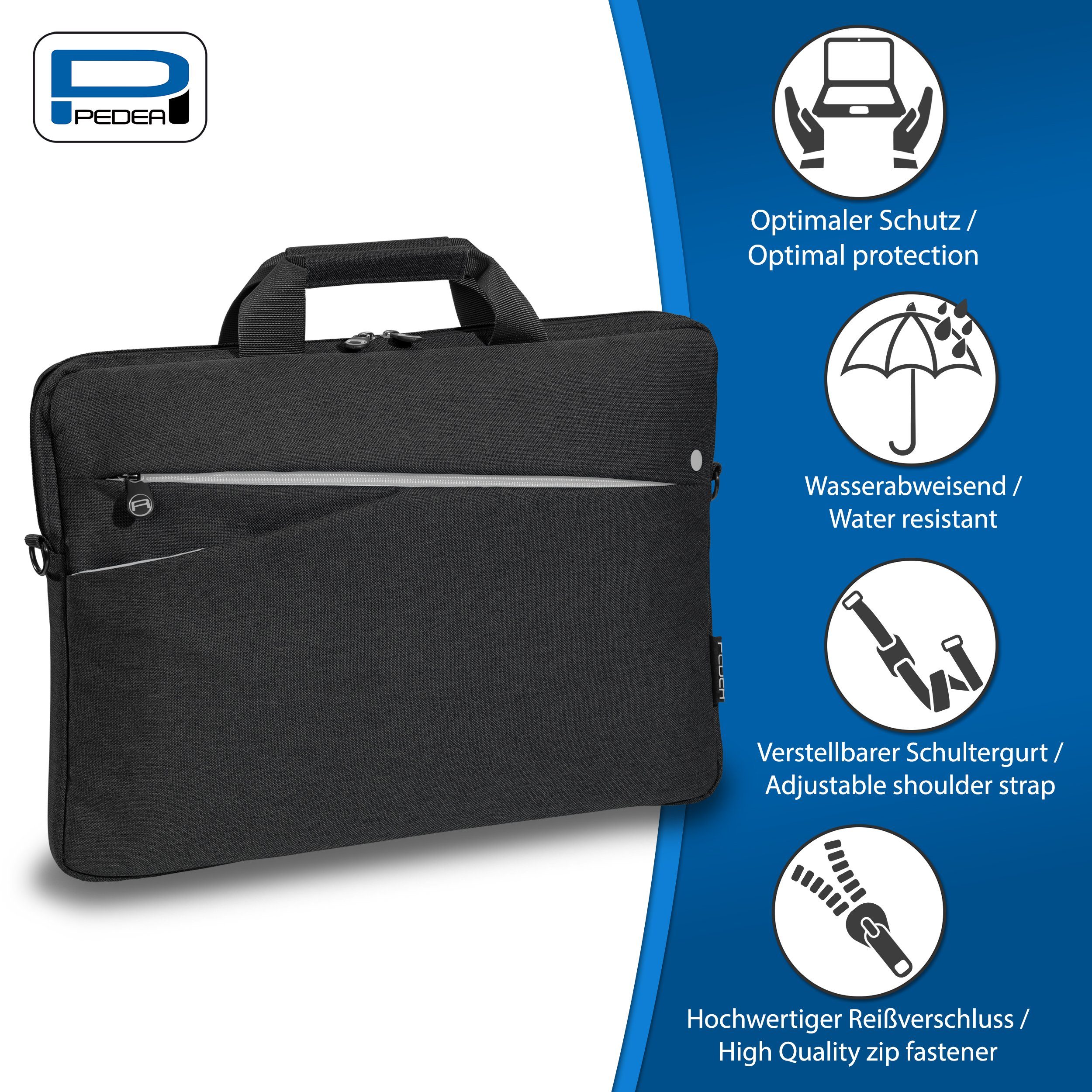 PEDEA Laptoptasche FASHION (13,3 Zoll (33,8 cm), Umhängetasche mit dicken Polsterung und fleeceartigem Innenfutter