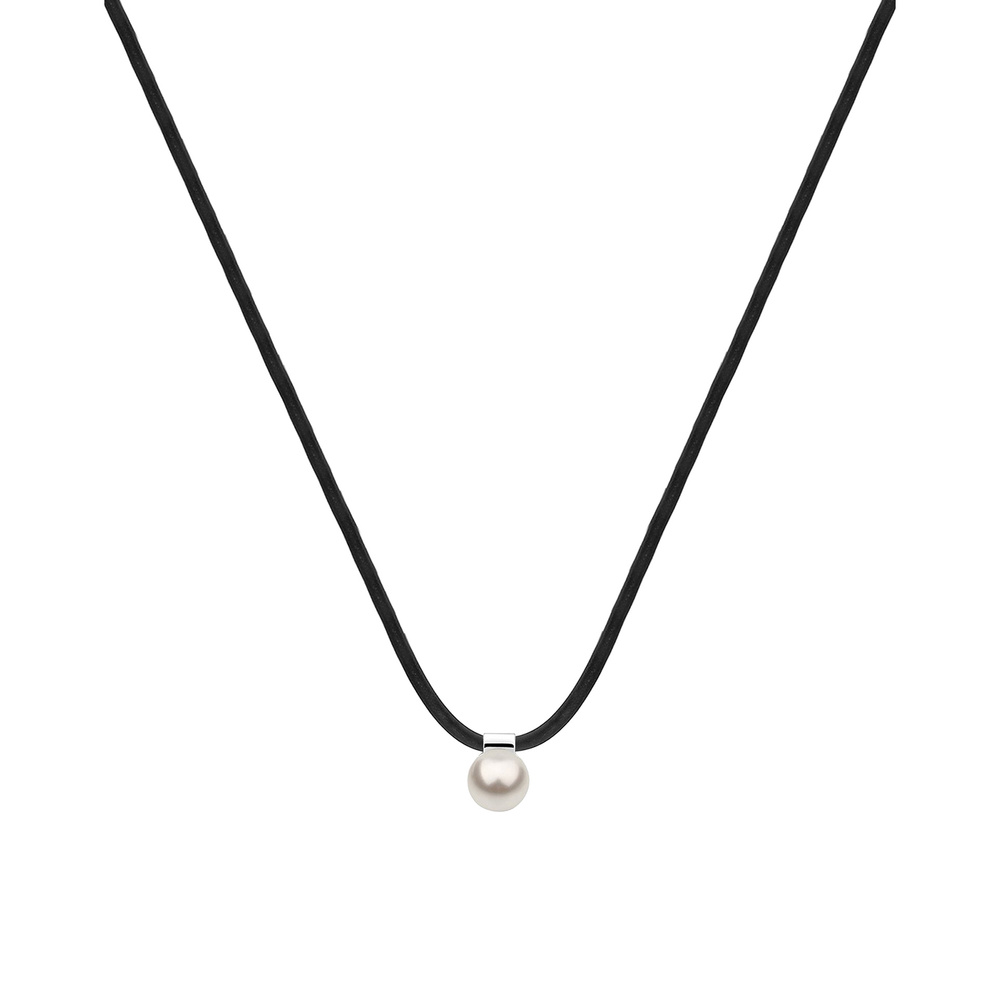 Nenalina Nenalina Collier en noir et pendentif avec une perle synthétique blanche de 12 mm collier