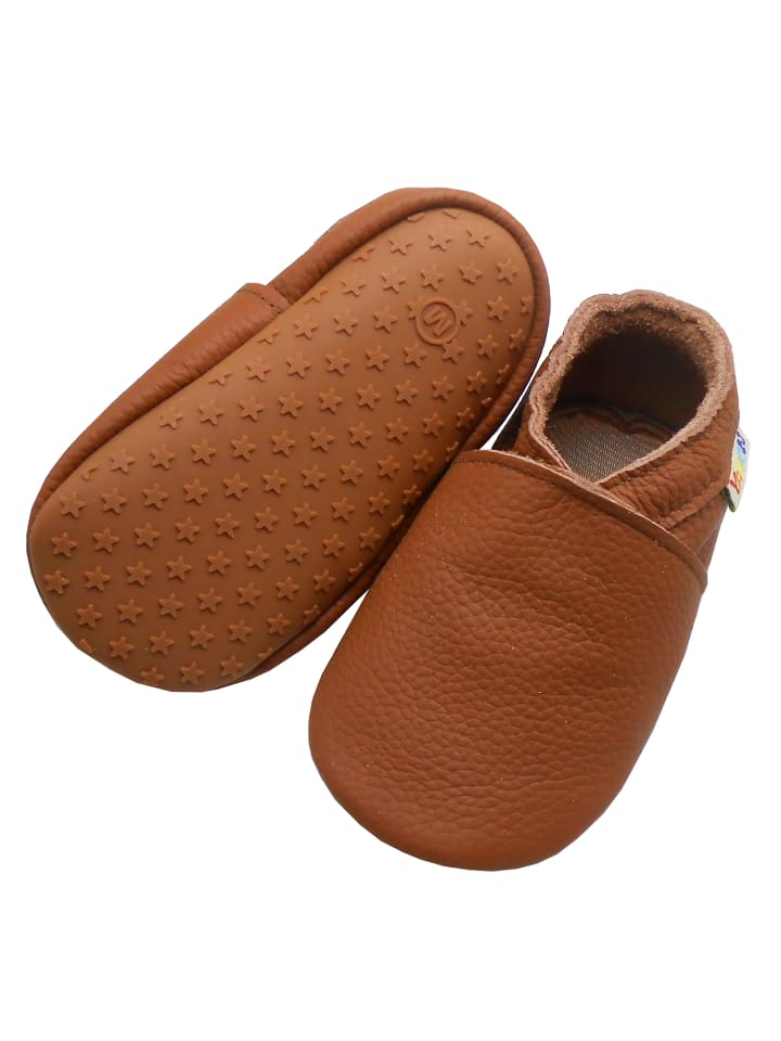 Yalion Leder-Krabbelschuhe in Braun günstig kaufen