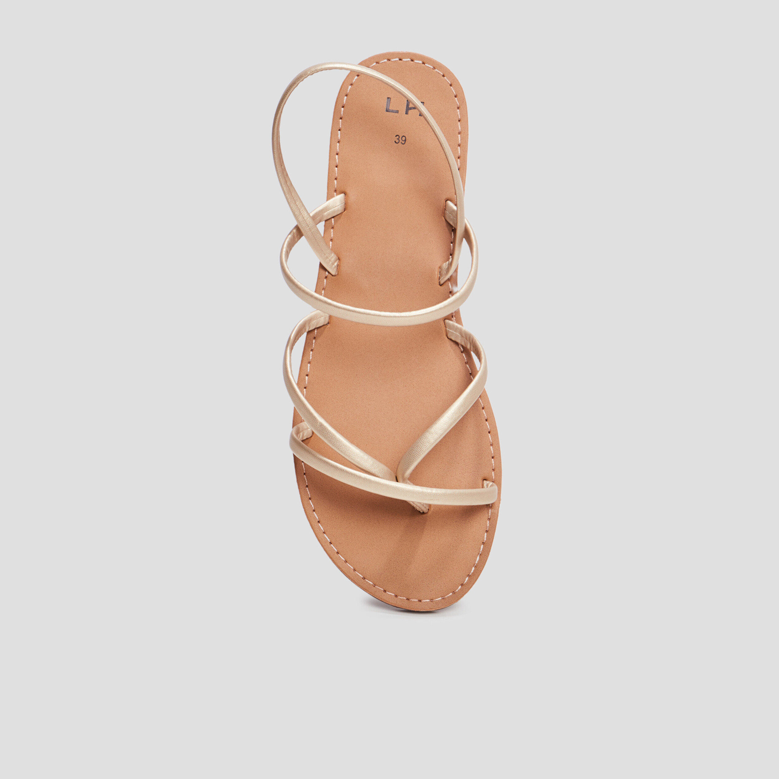 Sandales plates jaune or femme | La Halle