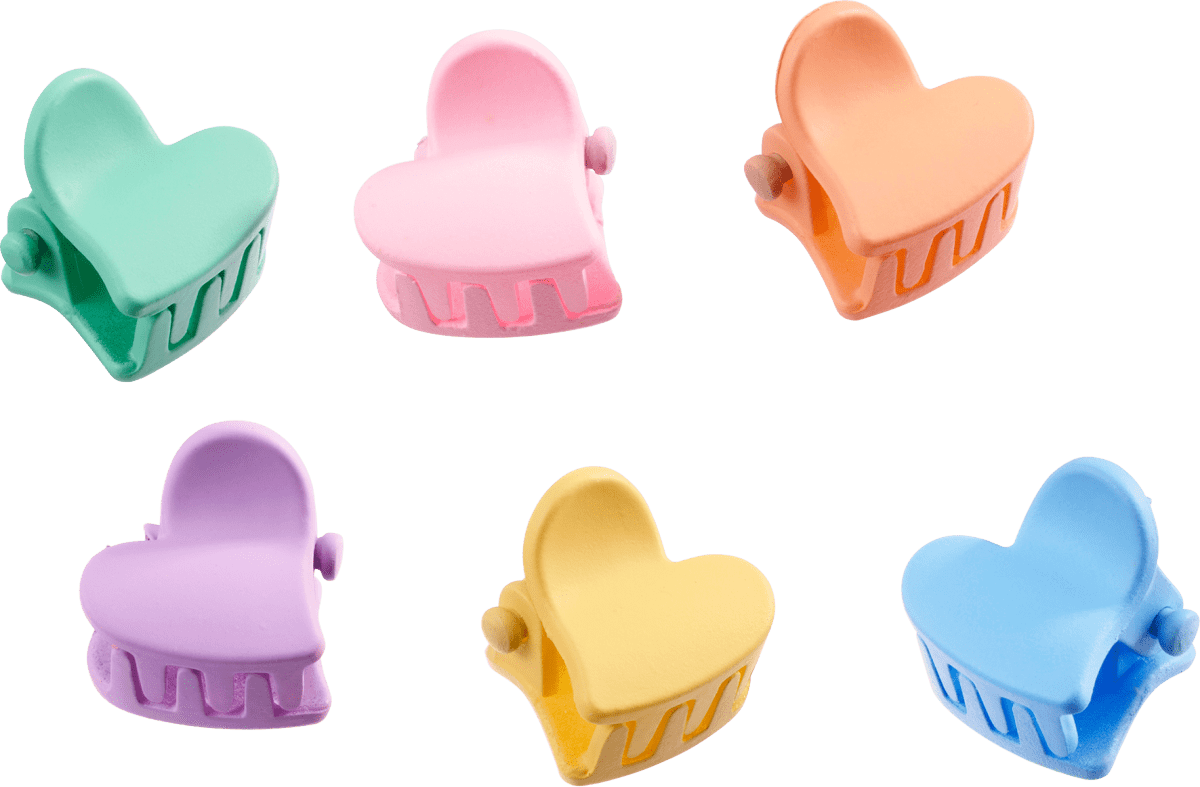 Mini Haarclips Herzform bunt, 8 St