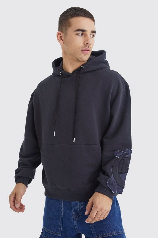 Oversize Hoodie mit Denim-Applikation