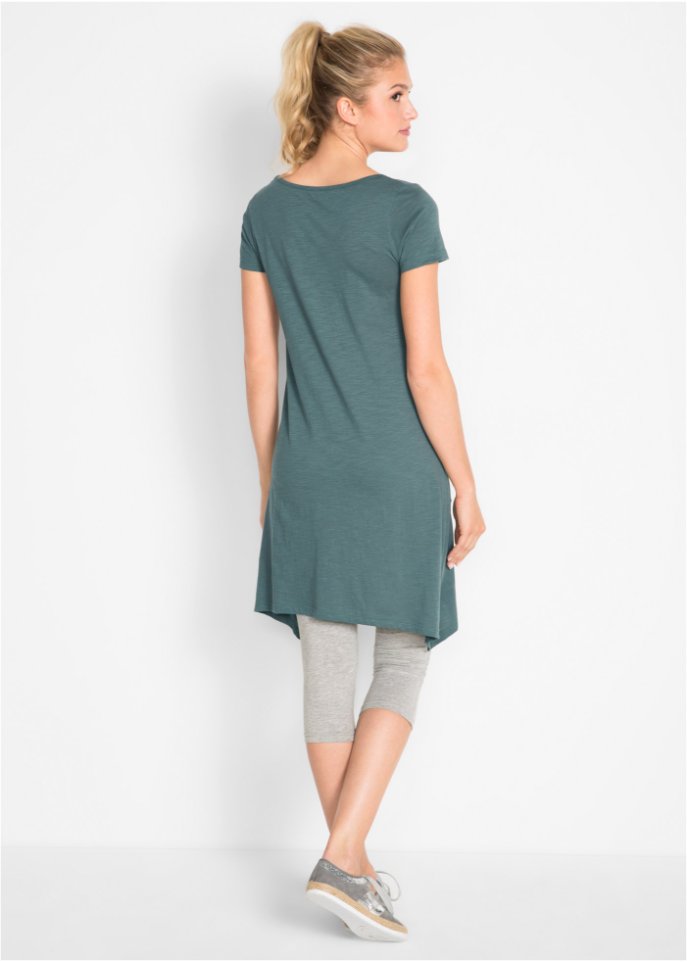 Kurzes Baumwoll-Shirtkleid aus Flammgarn