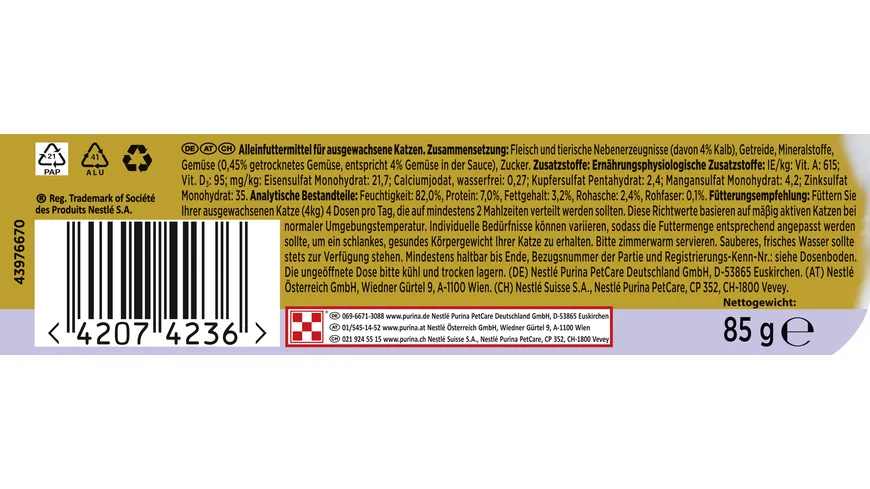 PURINA GOURMET Gold Zarte Häppchen mit Kalb & Gemüse 85 g