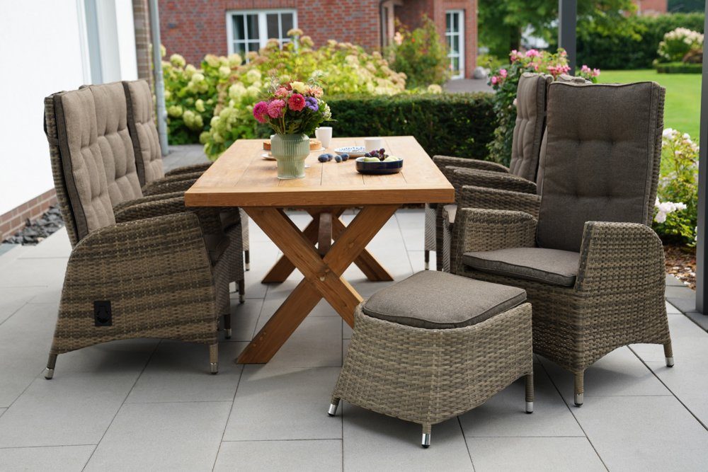 Ploß Gartenlounge-Hocker Ploß Nizza Fußhocker Geflecht inkl. Kissen (1)