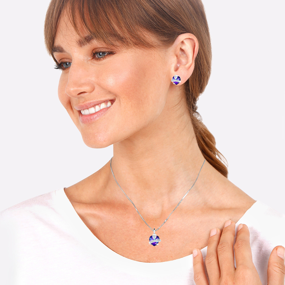 Elli Elli Ensemble de Bijoux Femme Motif de Coeur Précieux avec Cristaux en Argent Ste Bijoux