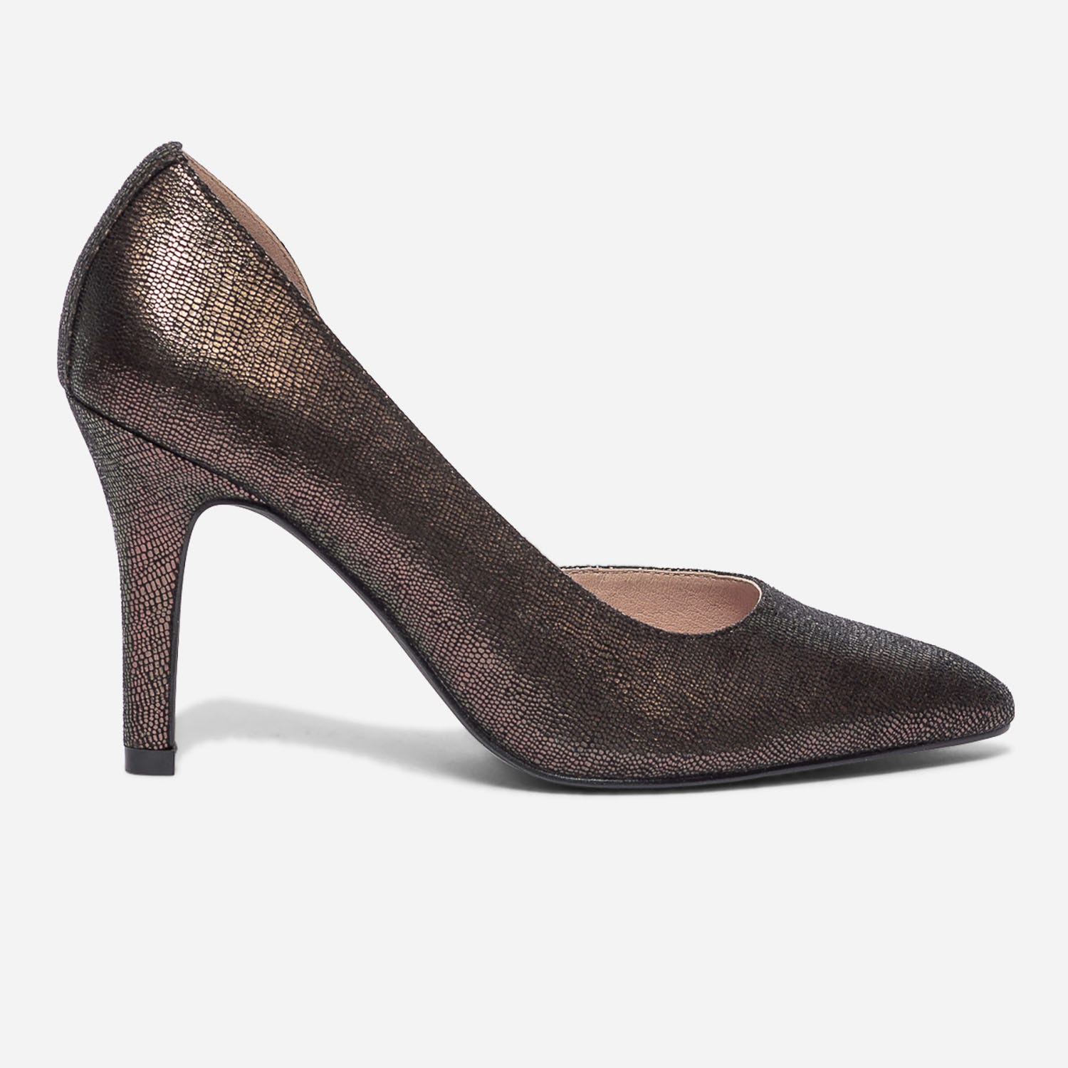 Stiletto TEXTO noir à effet python iridescent