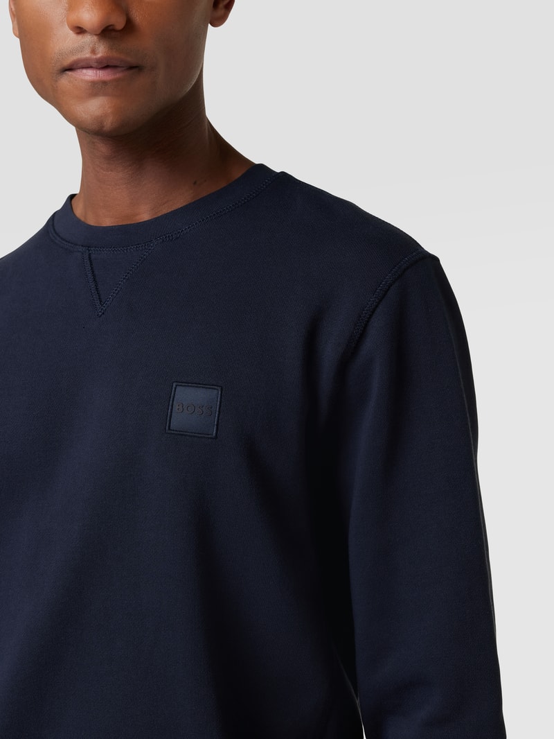 Sweatshirt mit Logo-Patch Modell 'WESTART' in dunkelblau