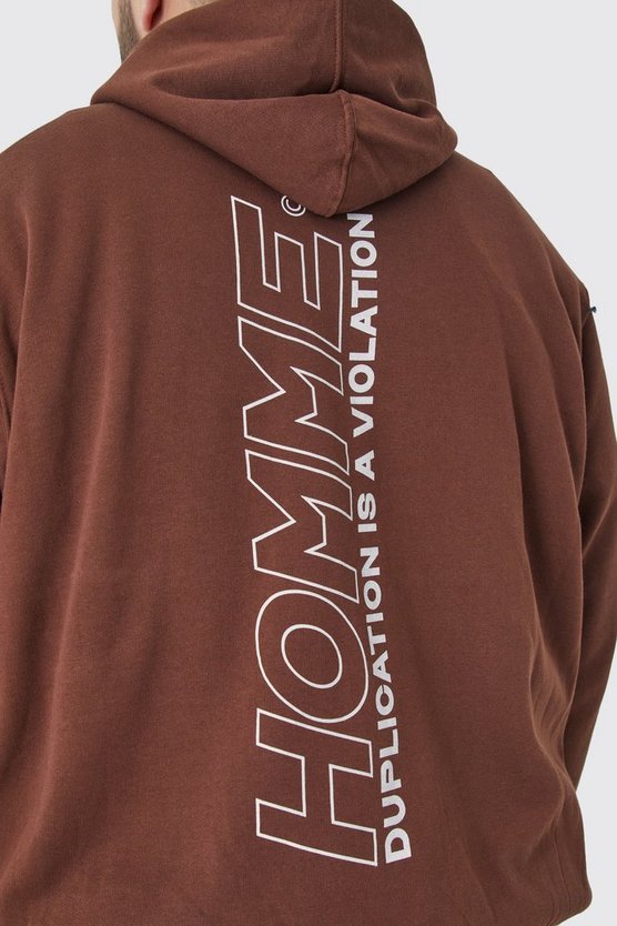 Plus Oversize Hoodie mit Homme-Print