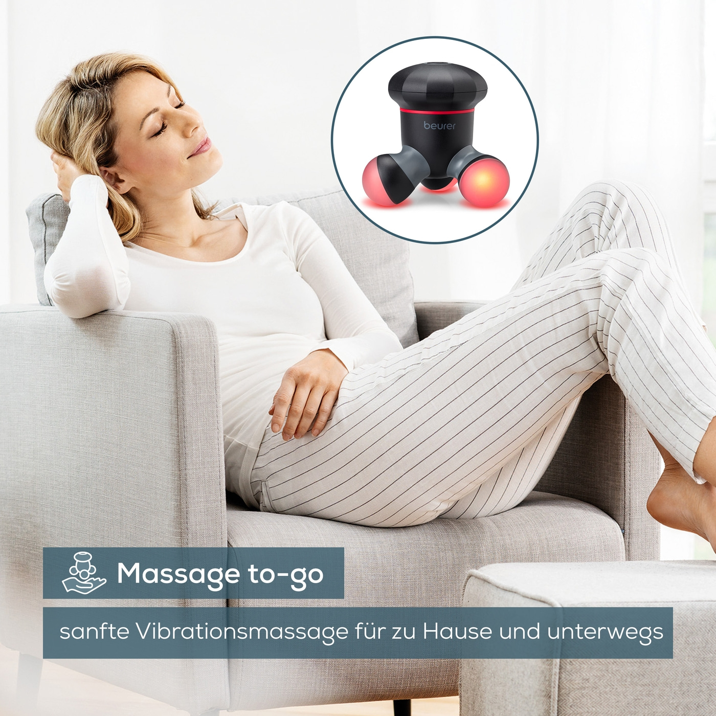 Beurer Mini-Massagegerät MG 18-Handliches Massagegerät mit sanfter Vibrationsmassage