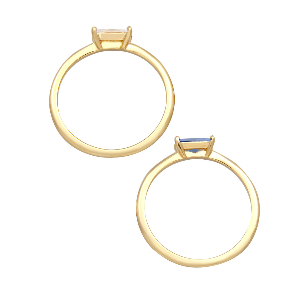 Elli PREMIUM Elli PREMIUM Bague Set Zirkonia Synthetischer Saphir 925 vergoldet Bague