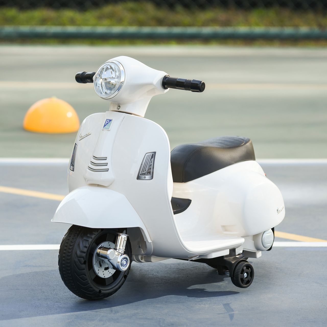 HOMCOM VESPA Elektromotorrad Kindermotorrad Elektrofahrzeuge 3 bis 6 Jahren Weiß