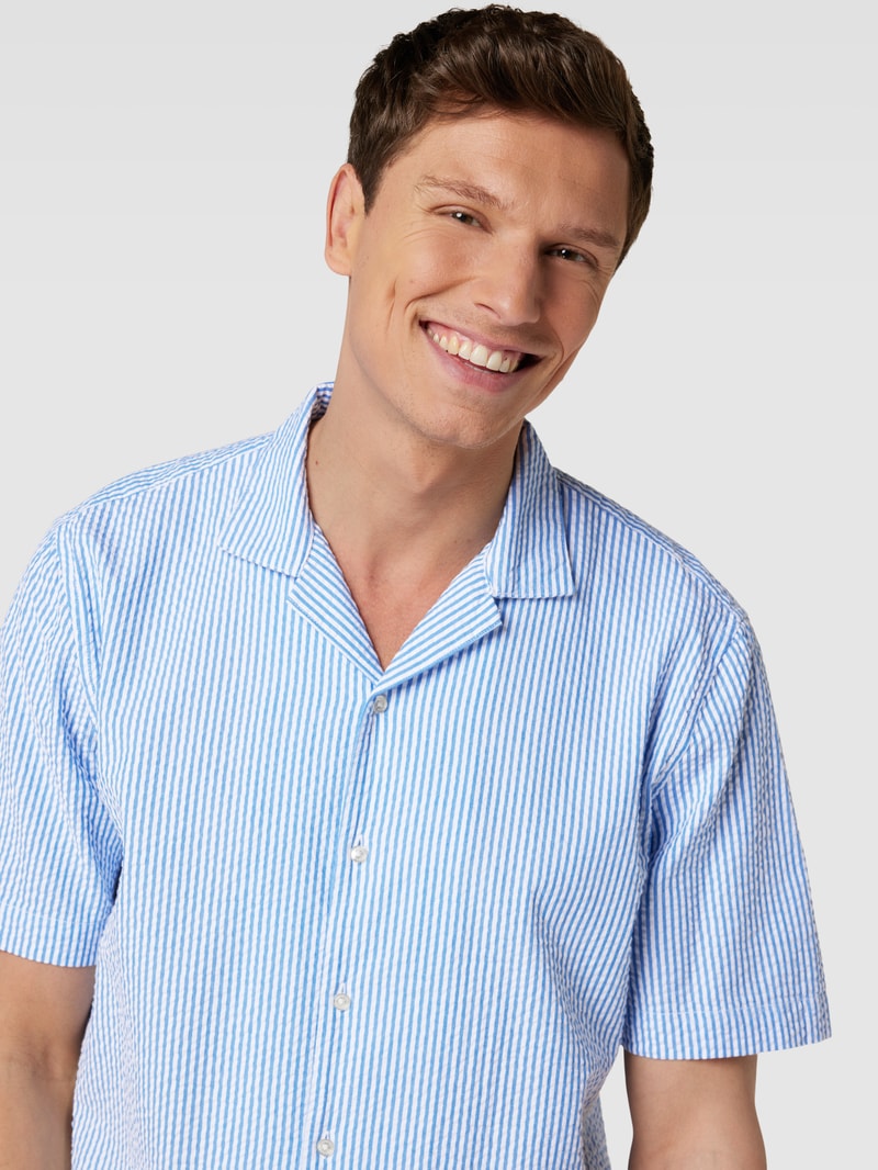 Regular Fit Freizeithemd mit Streifenmuster in royalblau