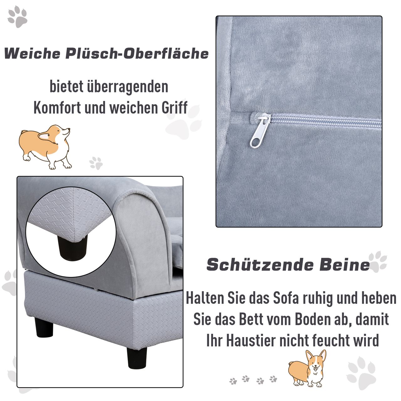 PawHut Haustiersofa Hundebett Hundematte Hundesofa mit Lagerraum Matte