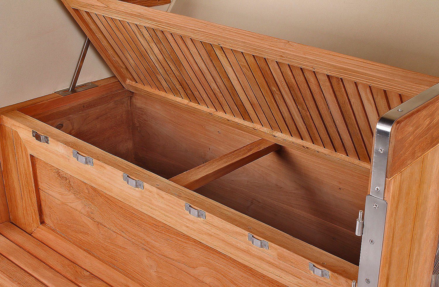 bene living Strandkorb Königssee 3-Sitzer Teak - PE shell - Modell 544, BxTxH: 170x95x170 cm, Volllieger ca. 175 Grad, Ostsee-Strandkorb, inkl. Liftersystem und Bullaugen