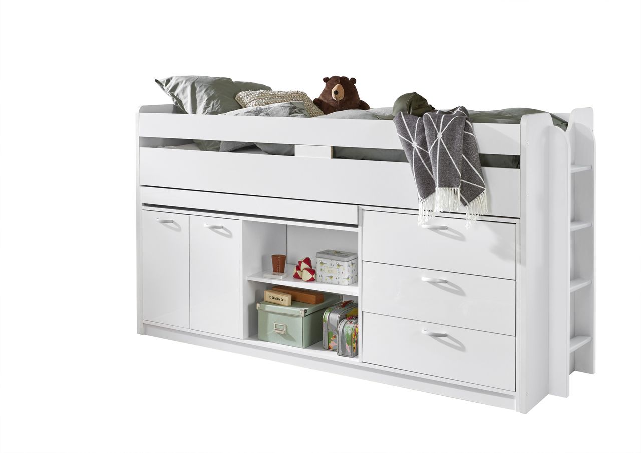 Relita Hochbett Bonny LF 90x200 cm, mit Regal, Schubladenelement und Schreibtisch