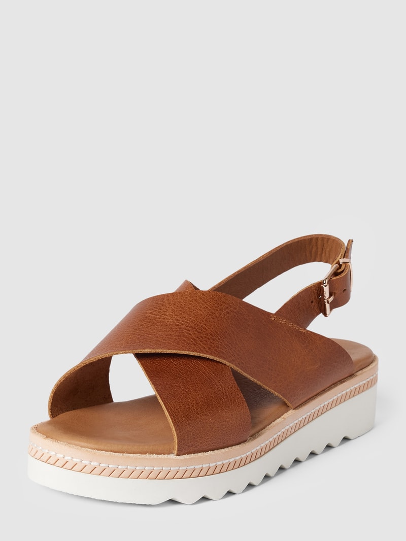Sandalen mit Dornschließe in cognac