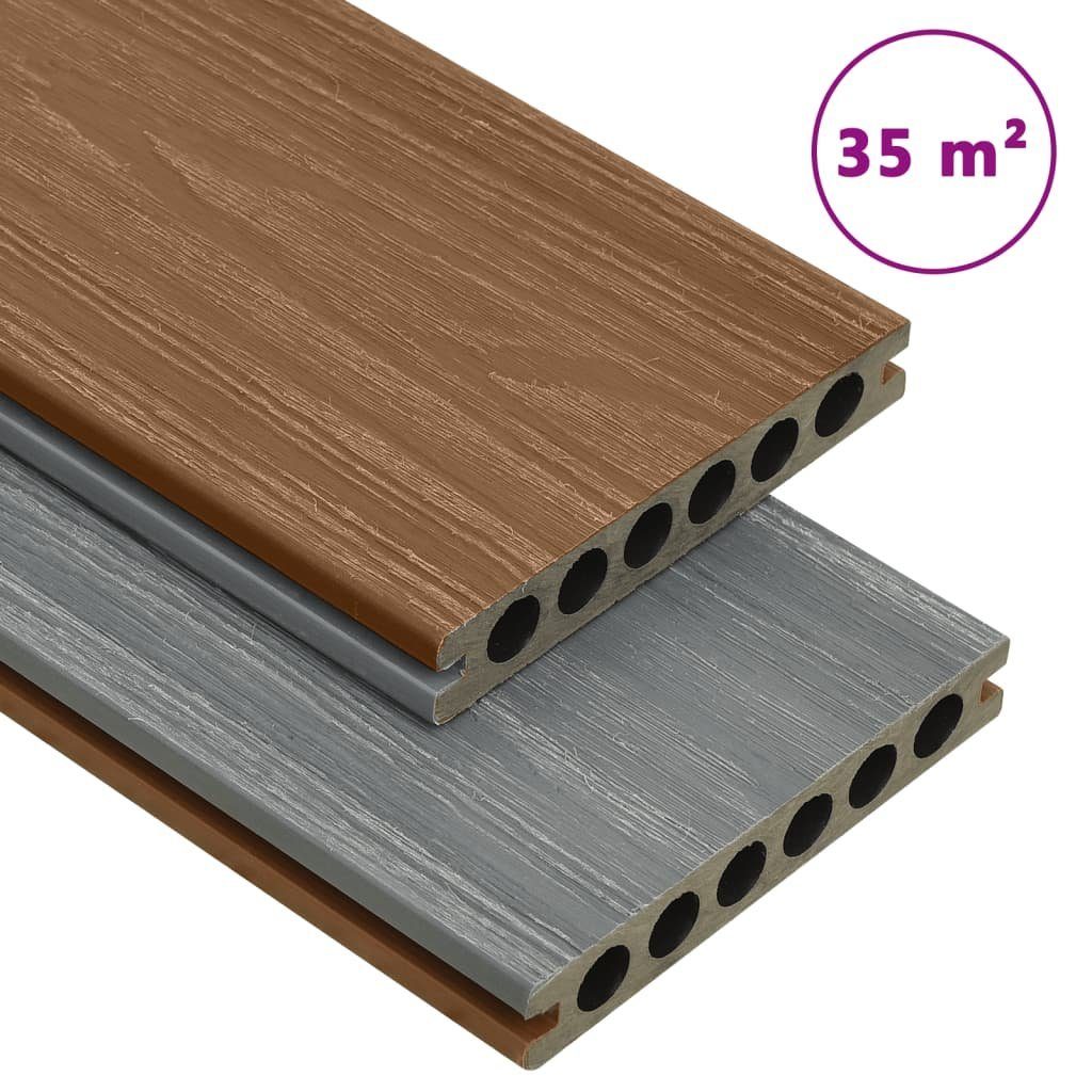 Teppichboden WPC Terrassendielen mit Zubehör Braun und Grau 35 m² 4 m, vidaXL