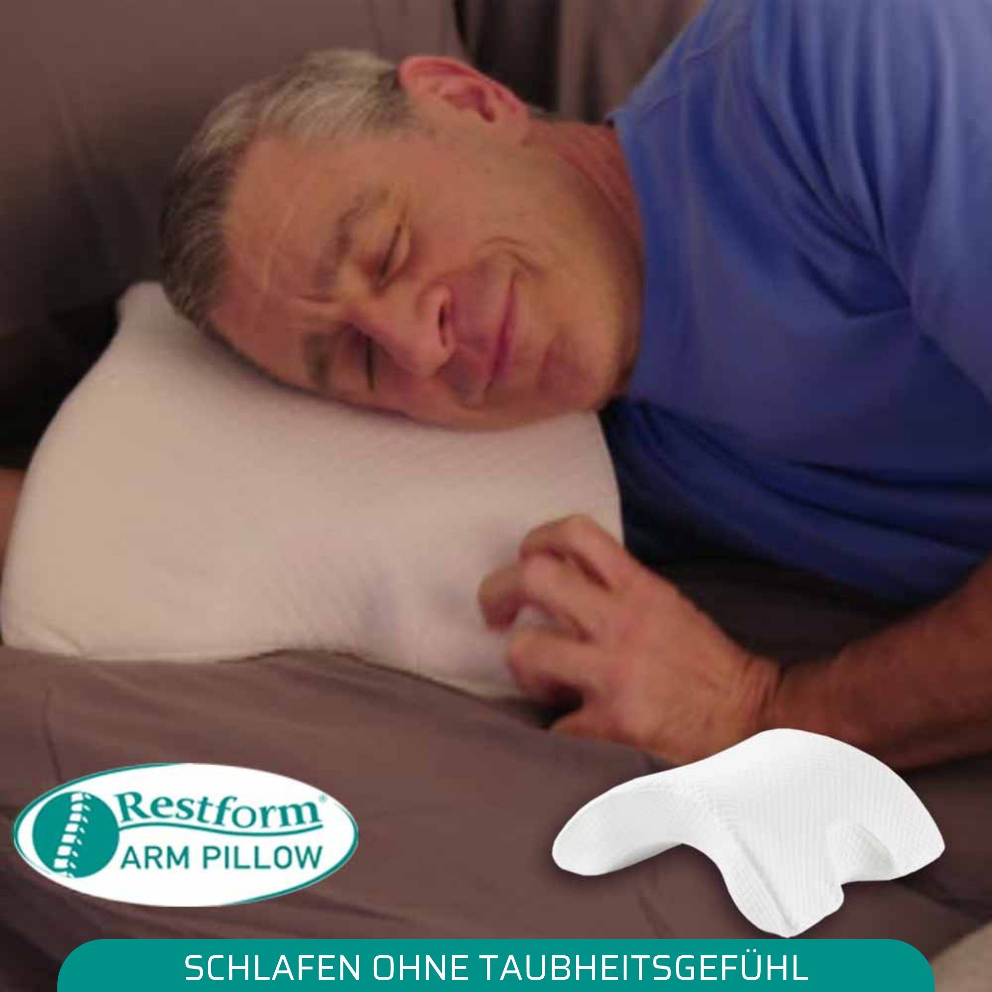 Nackenstützkissen Arm Pillow - Memory Foam Kissen, Arm Kissen, Restform®, Füllung: 100 % Polyester, Bezug: waschbar, Seitenschläfer, Rückenschläfer, Bauchschläfer, Spar-Set, 1er oder 2er Pack, sensible Unterstützung für den Hals, Rücken, Knie und Hüf
