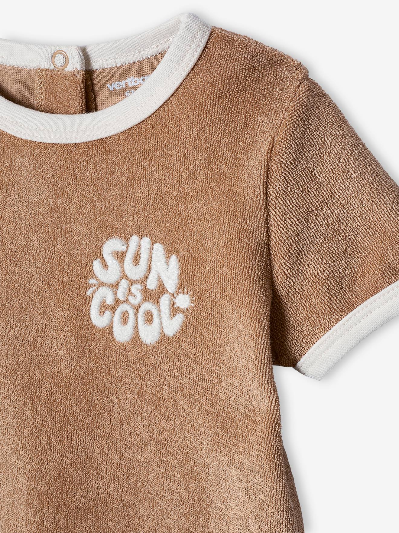 Ensemble en éponge bébé T-shirt + short taupe
