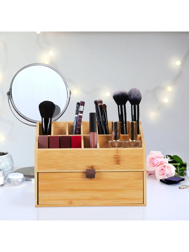 relaxdays Kosmetik Organizer in Natur - (B)25,5 x (H)19 x (T)12,5 cm günstig kaufen onesize