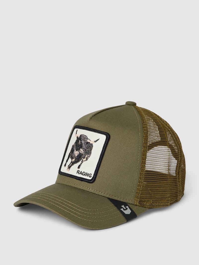 Trucker Cap mit Label-Detail Modell 'Road Rage' in olivgrün