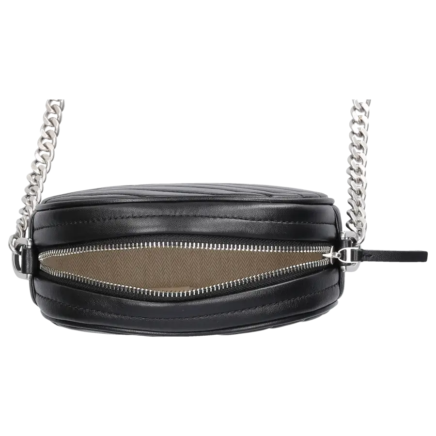 Tory Burch - Handtasche KIRA CHEVRON SMALL CAMERA Kalbsleder - schwarz
