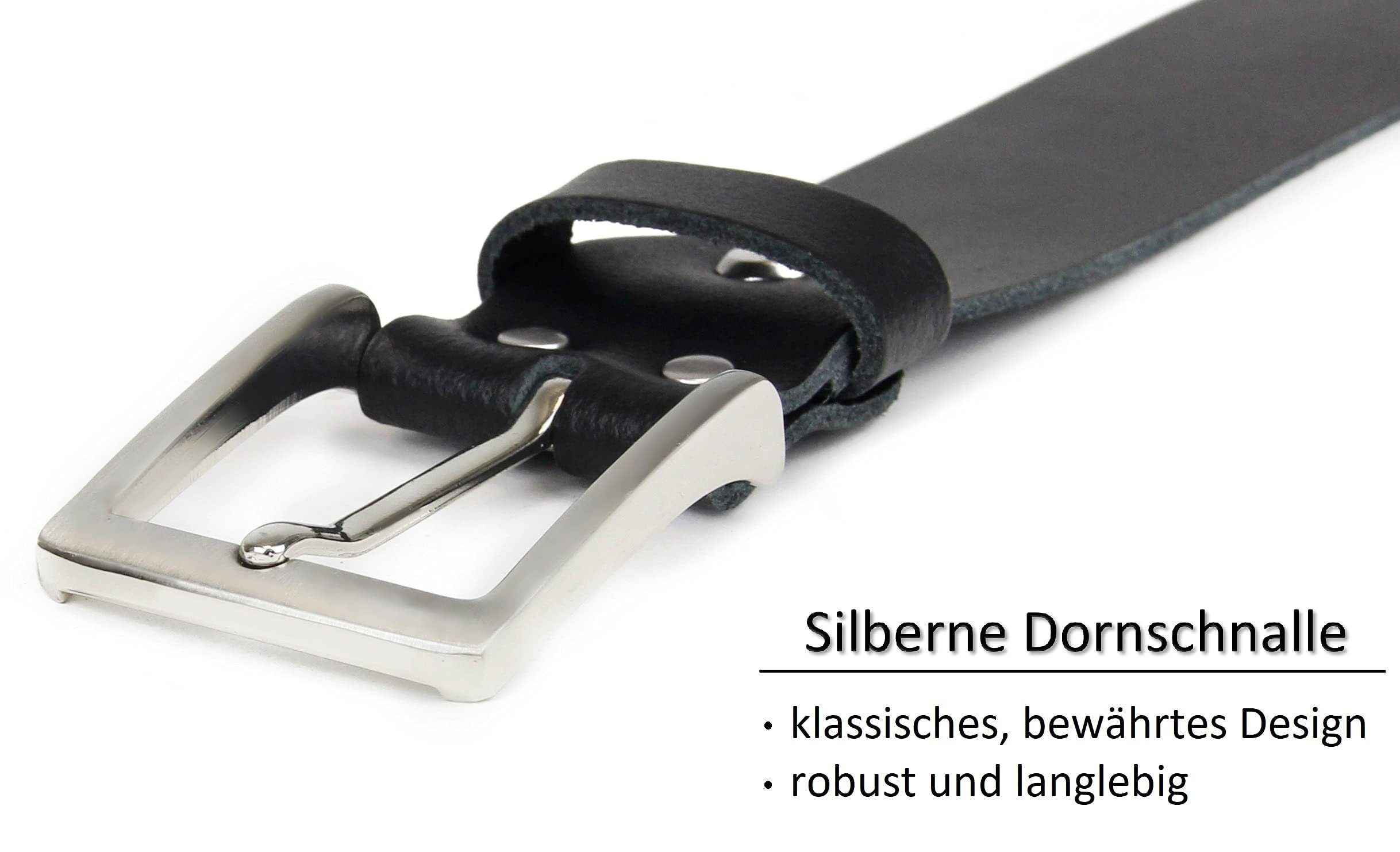 Frentree Ledergürtel aus 100% Echtleder, MADE IN GERMANY 3,8 cm breiter Gürtel aus Leder, kürzbar, Schwarz