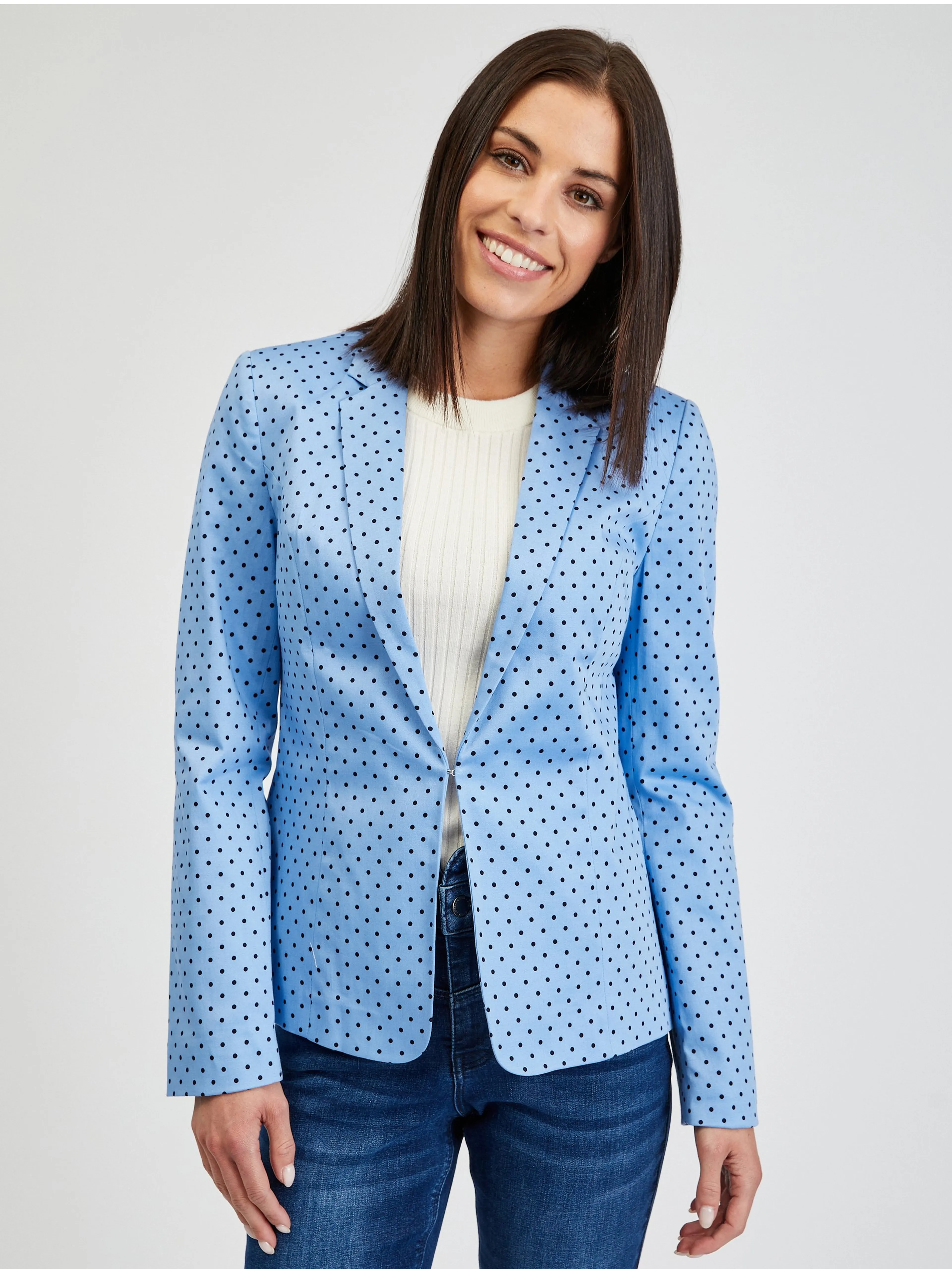 Blaue gepunktete Damenjacke ORSAY