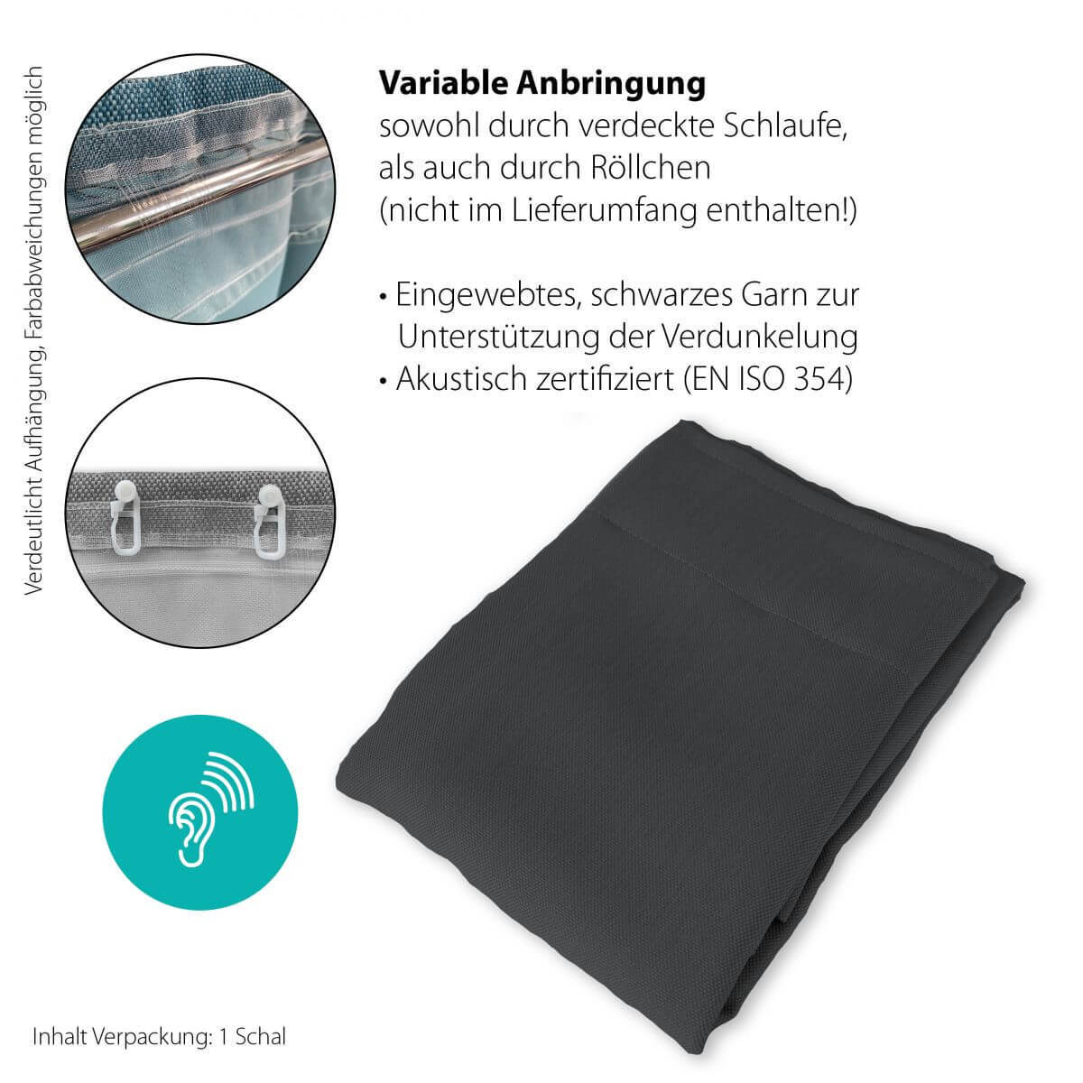 Indes Fuggerhaus Verdunkler Galdin verdeckte Schlaufen Anthrazit 140 x 245 cm