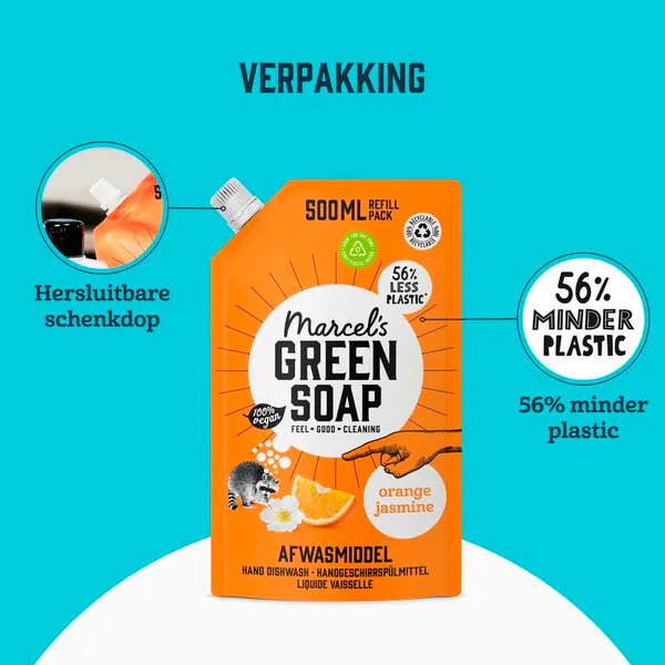 Refil de detergente Marcel's Green Soap Laranja e Jasmim 6 x 500ml