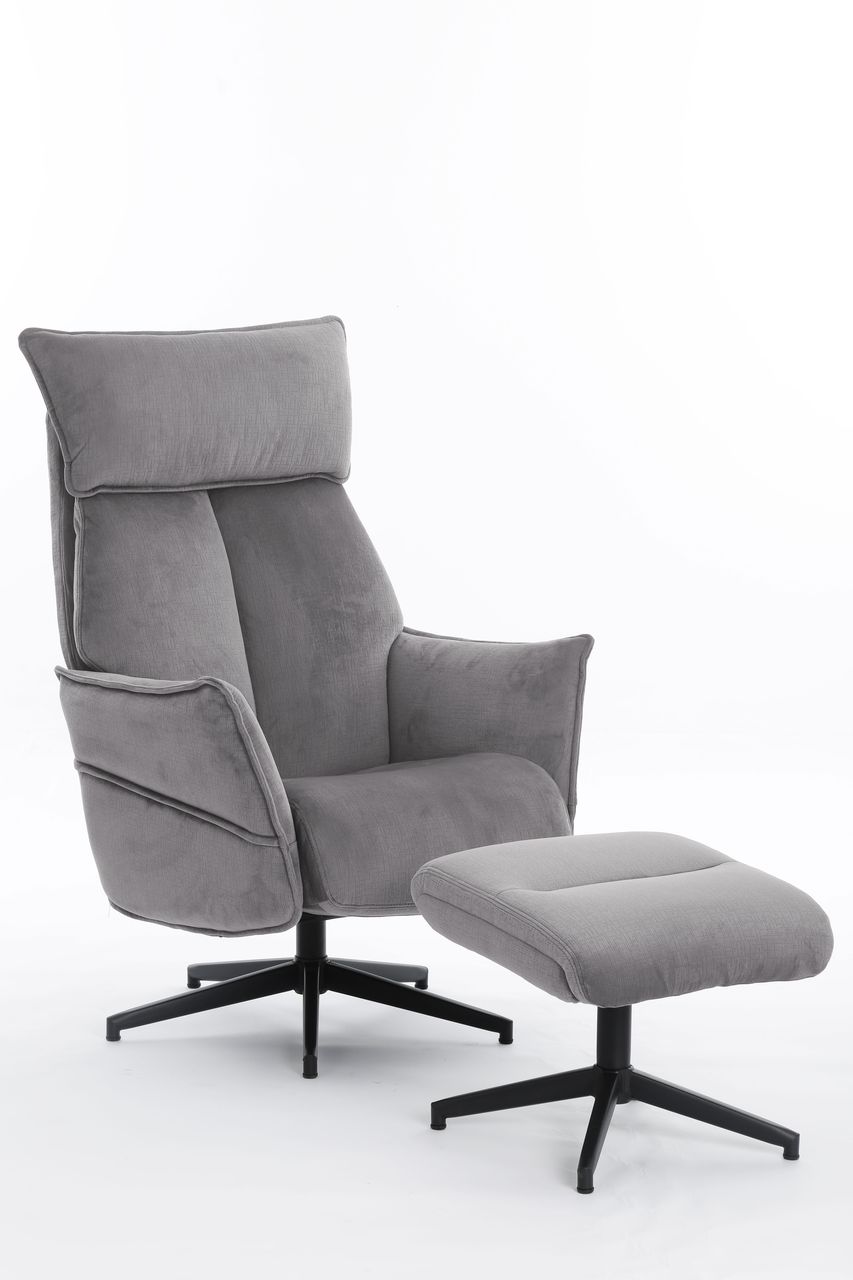 Happy Home Happy Home gepolsteter Relaxsessel mit Hocker HWP60-GRA grau