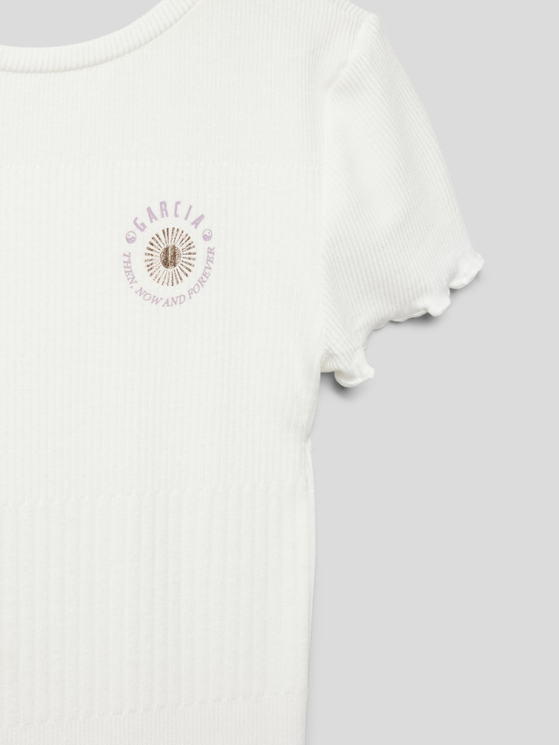 T-Shirt mit Viskose-Anteil und Label-Print in weiß