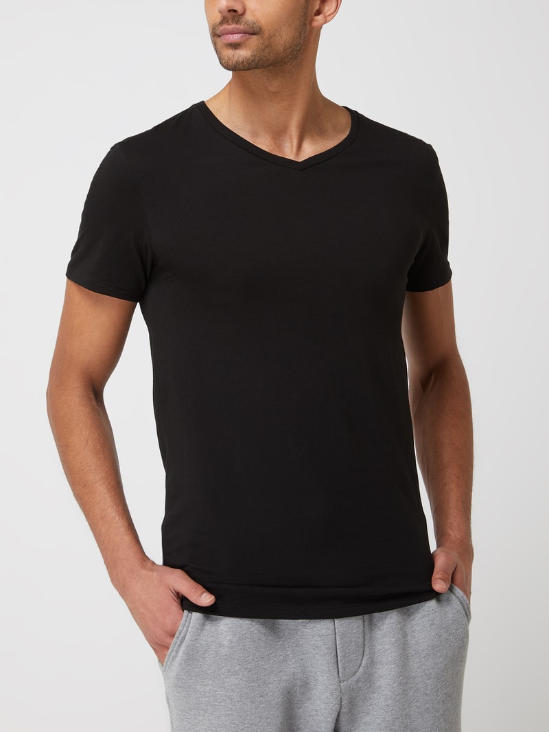 T-Shirt aus Baumwolle im 3er-Pack in schwarz