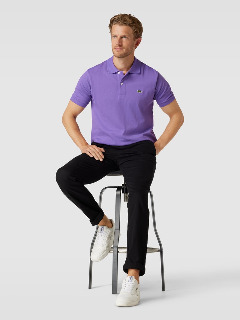 Poloshirt mit Logo-Stitching in lila