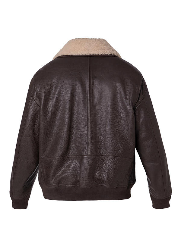 BOSS Orange, Lederjacke Jobbark, Büffelleder Lammfell, braun