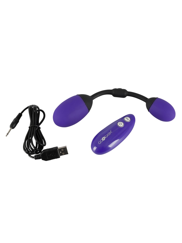 GoGasm vibrierende Liebeskugel Pussy & Ass Balls in lila günstig kaufen 21 cm