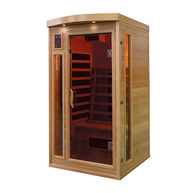 PureHaven Infrarotkabine 90x90x190 cm aus Pacific Coast Hemlock-Holz Bluetooth-Soundsystem Timer Lichttherapie in 4 Farben digitale Steuerung