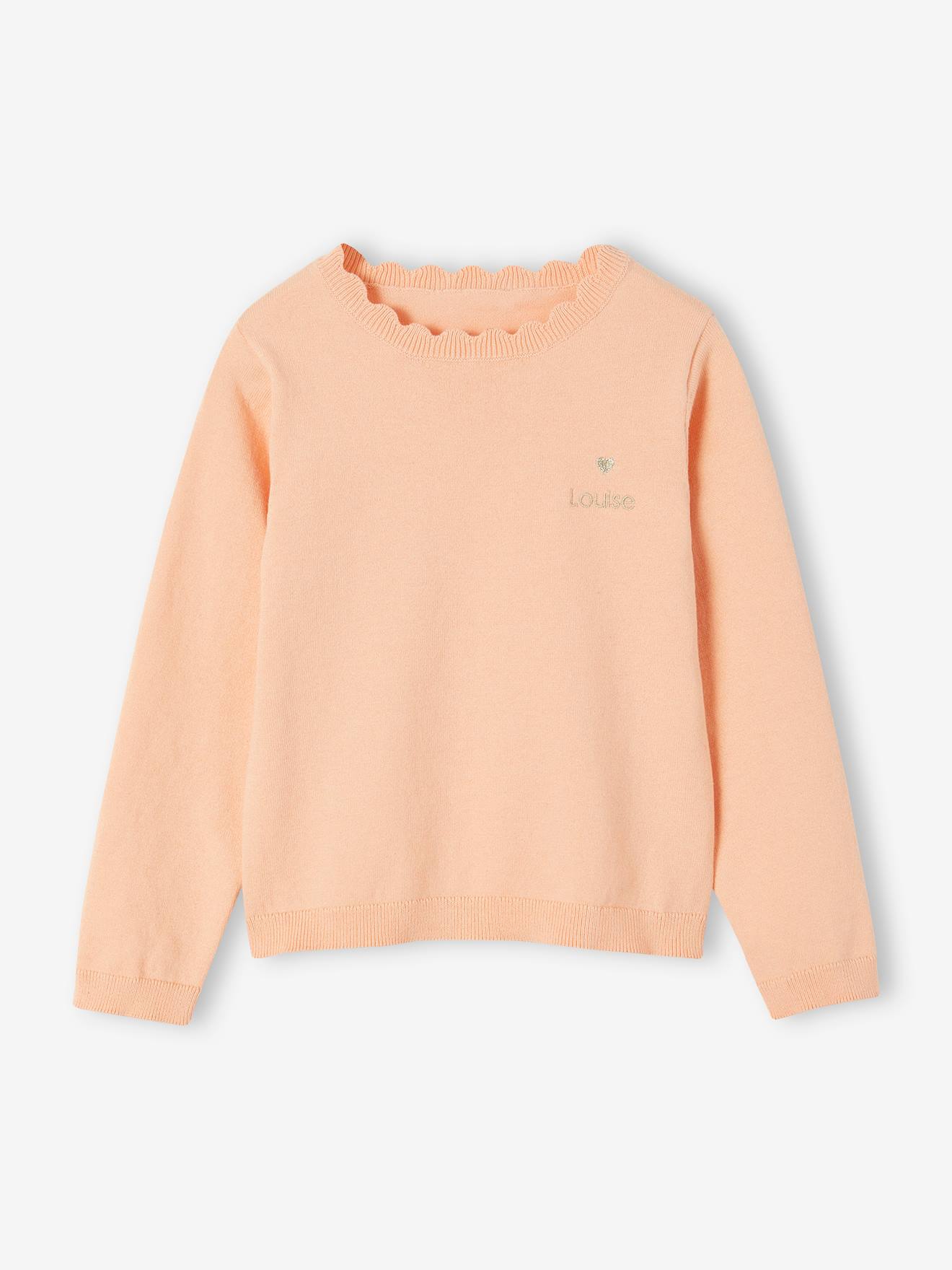 Vertbaudet Personalisierbarer Mädchen Pullover BASIC Oeko-Tex - aprikose