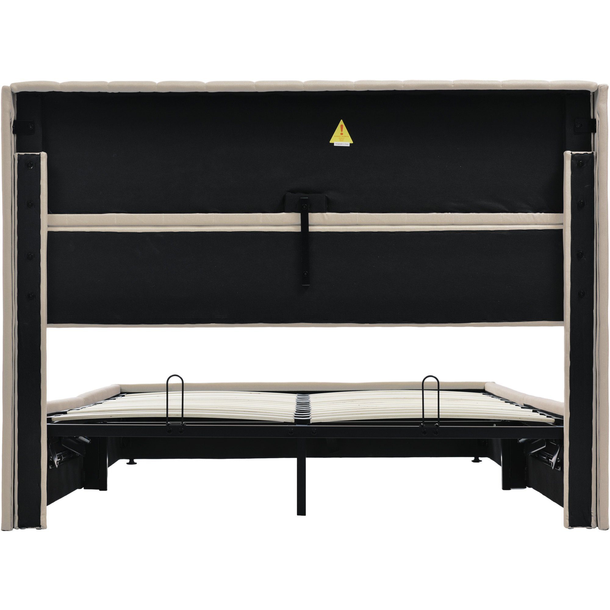 REDOM Polsterbett Stauraumbett Doppelbett (140x200cm Grau Leinen ohne Matratze), Bett mit Lattenrost aus Metallrahmen, Lattenrost aus Holz