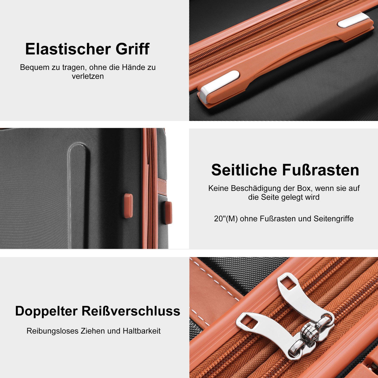 SEEZSSA Handgepäck-Trolley Hartschalen Koffer Trolley Rollkoffer Reisekoffer Leicht Handgepäck, Koffer mit TSA-Schloss Erweiterbar Teleskopgriff 77.5x50.5x30cm