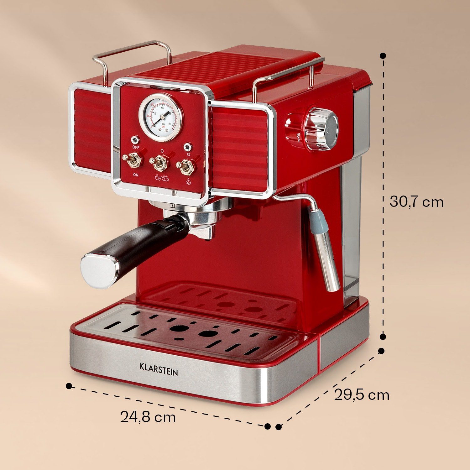 Klarstein Espressomaschine Gusto Classico Espressomaker, 1.5l Kaffeekanne, Gemahlener Kaffee & Pads: 2-in-1-Nutzung