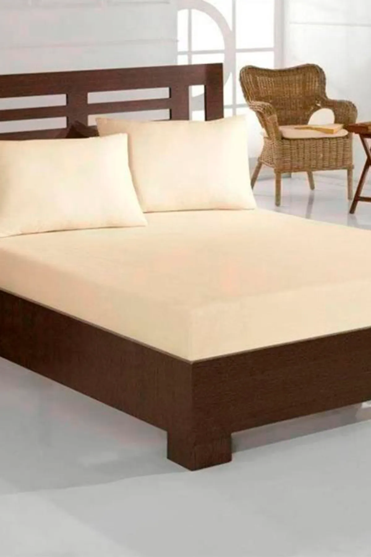 Çeyiz Diyarı  Einzelnes elastisches Laken aus gekämmter Baumwolle, cremefarben