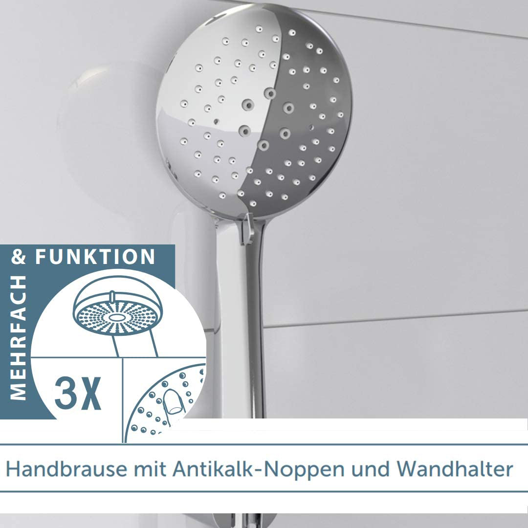 Schütte Duschpaneel Glas, Wellness Duschsystem mit Regendusche, Handbrause und Massagedüsen