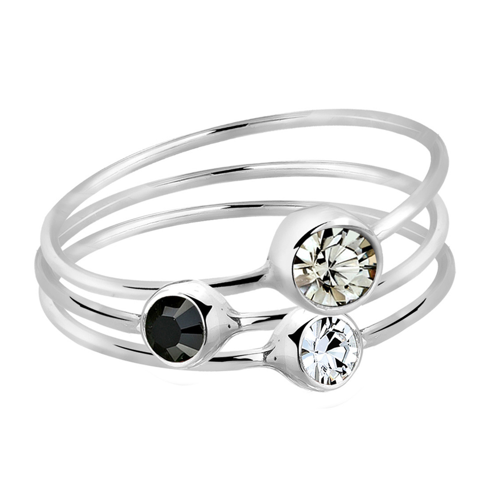 Elli Elli Bague Femmes Empilement Set de 3 Élégant avec Cristaux en Argent Sterling 92 Bague