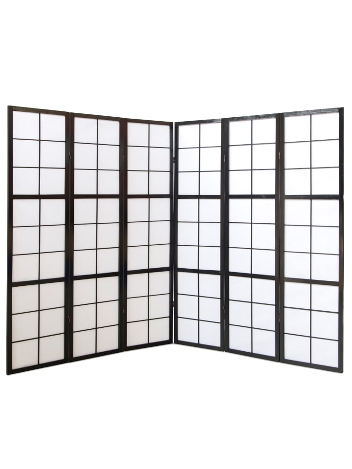Homestyle4u 6-tlg. Paravent Shoji in Schwarz 264x175 cm günstig kaufen onesize