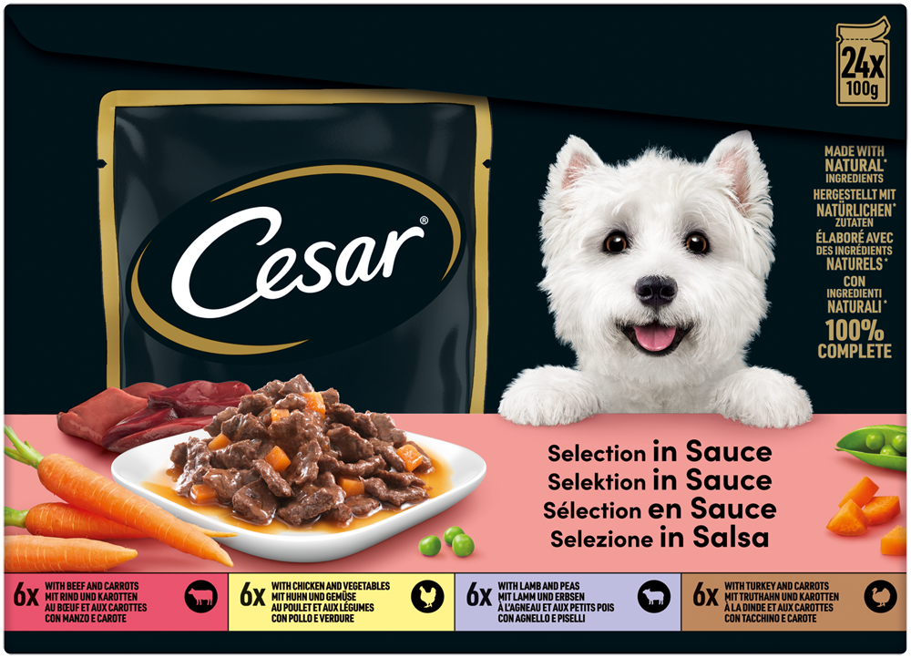 PEDIGREE CESAR Portionsbeutel Multipack Selektion in Sauce 4 Variationen 24 x 100g
