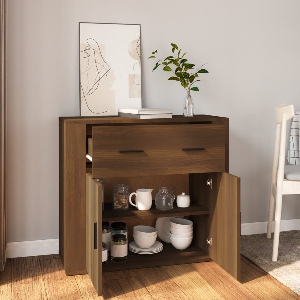 vidaXL Sideboard Sideboard Braun Eichen-Optik 80x33x70 cm Holzwerkstoff (1 St)
