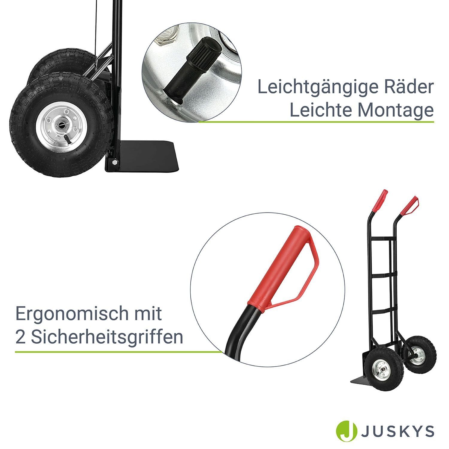 Juskys Sackkarre Basic, klappbar, mit großen Luftreifen und massivem Stahlrahmen, bis 100 kg