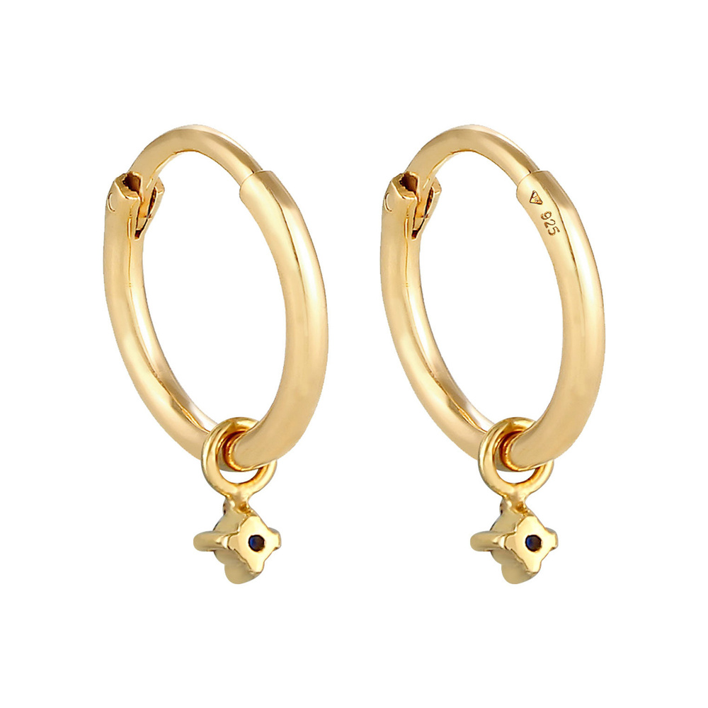 Elli Elli Boucles d'Oreilles Tendance élégante pour femmes créoles avec saphir synthét Boucles d'oreilles